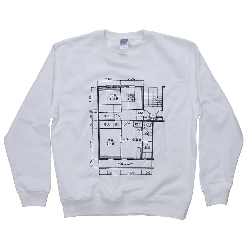 Big size. To Father's Day gift. To present. Japanese floor plan Sweatshirt Unisex XXL Size Tcollector - Unisex Hoodies & T-Shirts - Cotton & Hemp White