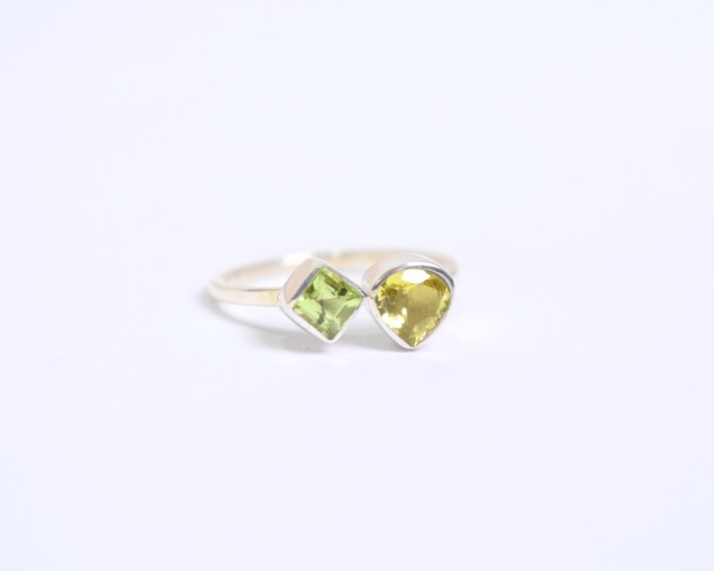 Tourmaline and peridot Silver ring Silver925 - แหวนทั่วไป - เงินแท้ สีเขียว