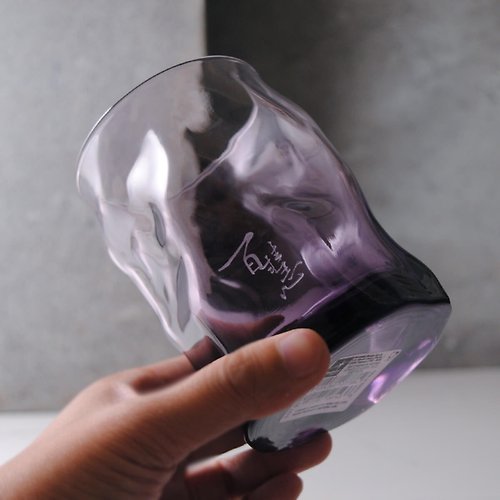 MSA玻璃雕刻 300cc【書法字】江戶紫SORGENTE水杯 義大利扭扭杯