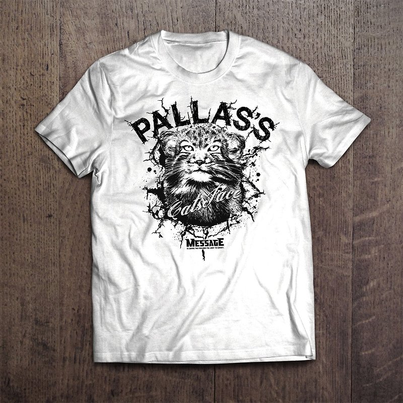 Manul Cat T-shirt PALLAS'S CATS - เสื้อยืดผู้หญิง - ผ้าฝ้าย/ผ้าลินิน ขาว