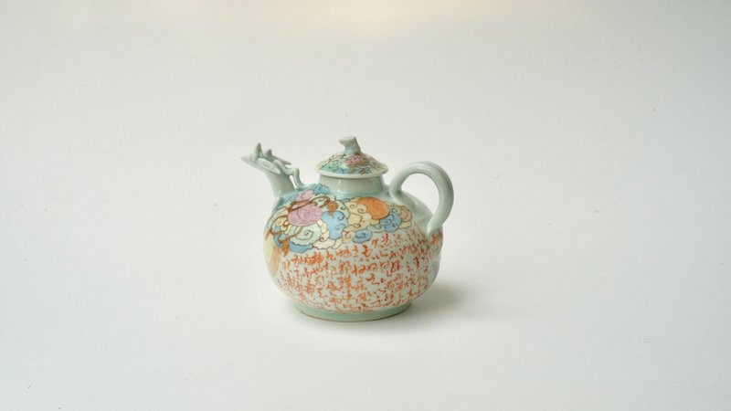 李大翙手繪影青瑞獸執壺 - 茶壺/茶杯/茶具 - 瓷 白色
