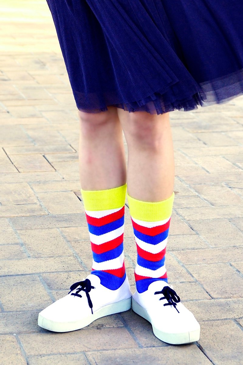 英倫風淑女襪 - Barber Shop 經典斜紋襪子 - 英國設計 - 襪子 - 棉．麻 藍色