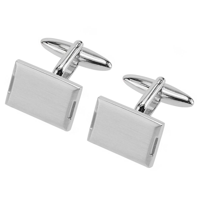 Simple Brushed Silver Cufflinks - Cuff Links - Other Metals Silver