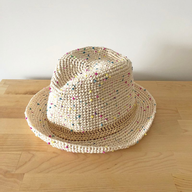 夏のニットキャップ - カラフルなマシュマロの紳士帽子 - 帽子 - コットン・麻 多色