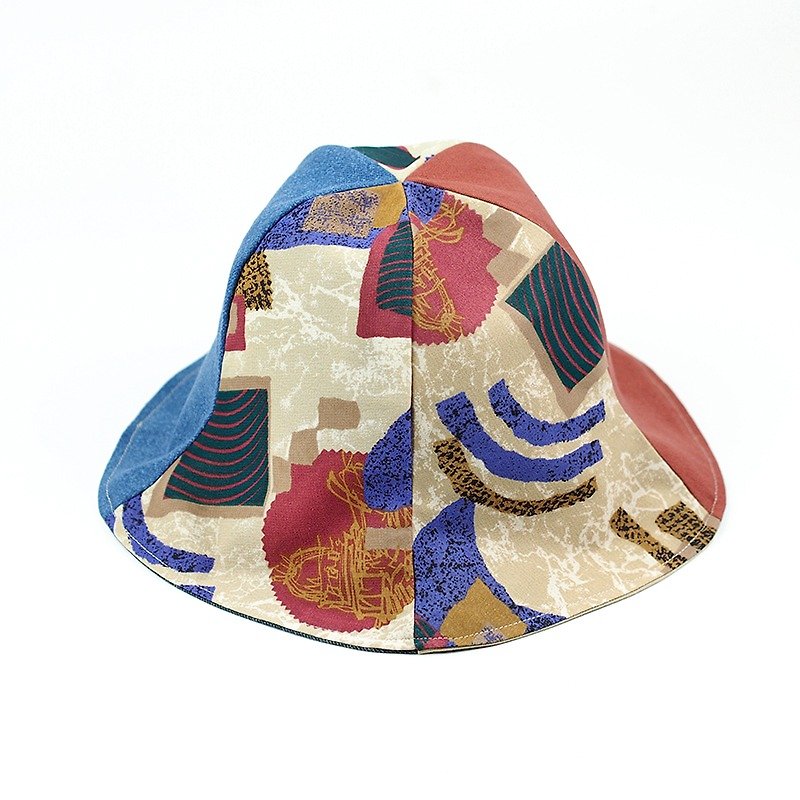 Calf Village Calf Village Handmade Double-sided Hat Customized Sunshade Hooded Hat Neutral Retro (Brown Cham) [H-347] Rare Cubes - หมวก - ผ้าฝ้าย/ผ้าลินิน สีกากี