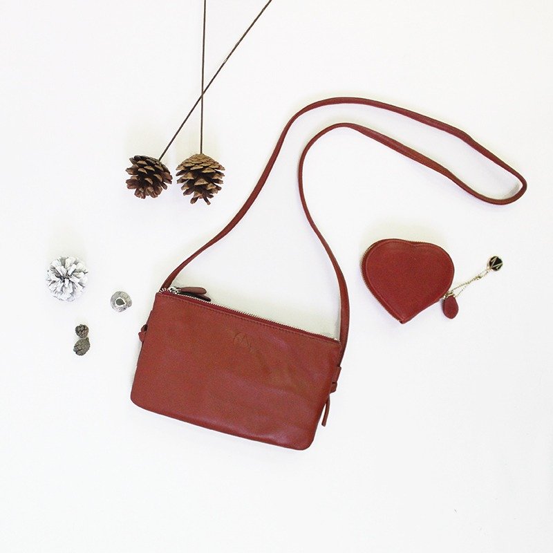 グッディバッグ - それぞれの子 -  NORMCOREミニマX LOVE MSG財布 - ショルダーバッグ - 革 レッド