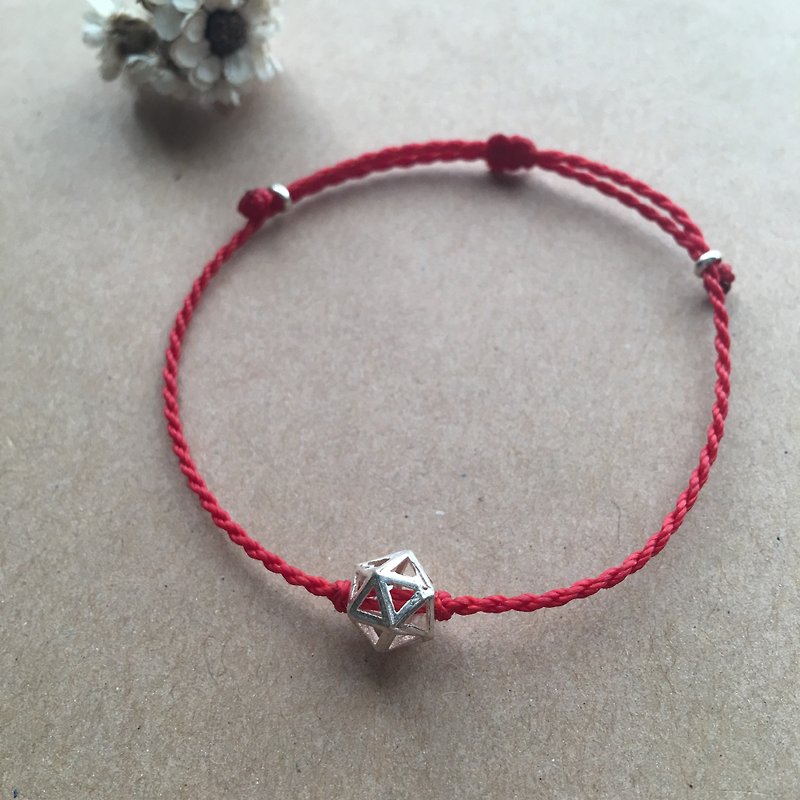 Solid geometric stars Brazilian wax line / sterling silver / braided bracelet / 925 silver bracelet / anklet - สร้อยข้อมือ - โลหะ สีแดง