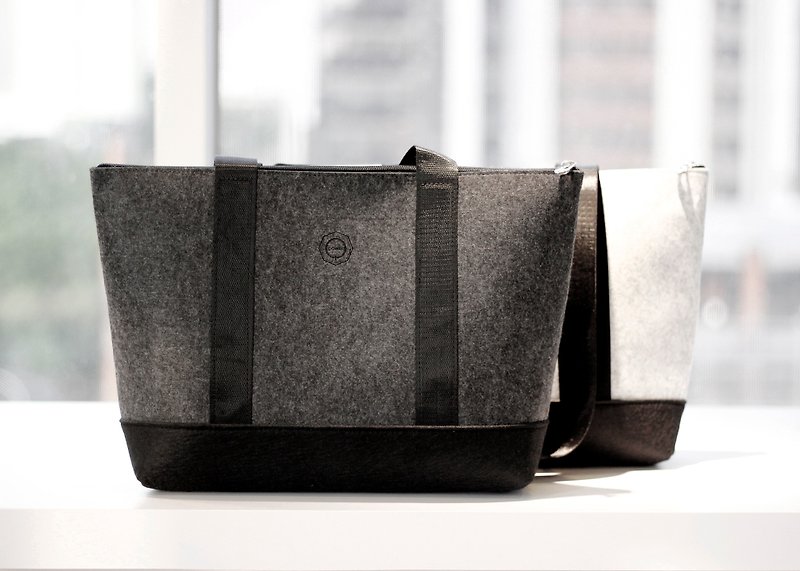 Tote-textured-stone wool tote - Dark Gray (Mens) - Messenger Bags & Sling Bags - Wool Gray
