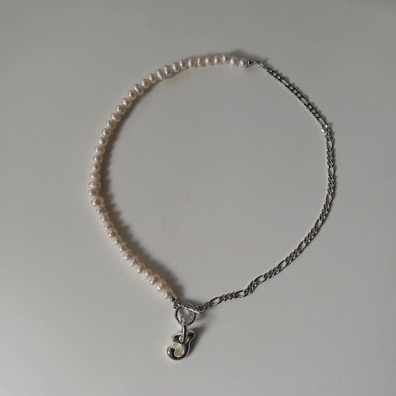 Ctrlshift - Alphabet yeppi pearl necklace - 項鍊 - 純銀 銀色