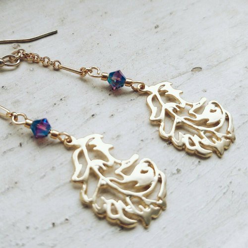 momolico.handmade 金色羽毛耳環 可改夾式