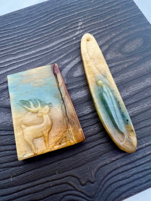 令藏齋.Treasure Jade 天然藍花玉吊墜車掛項鍊/一路有你/人生悟道/同料子/收藏