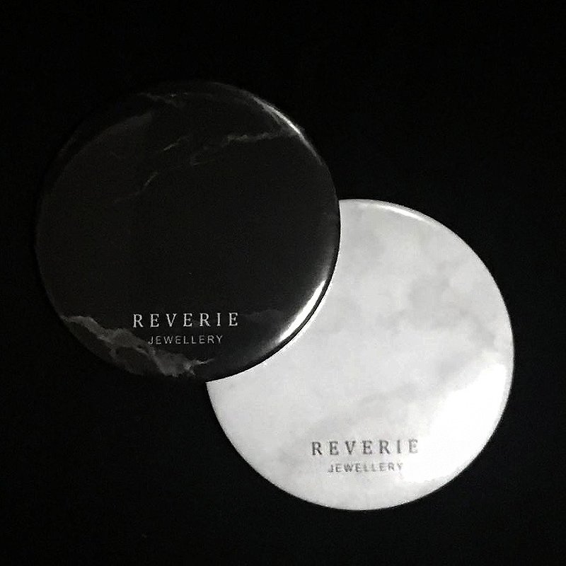 Reverie Marble Pattern Mirror - Makeup Brushes - Glass White