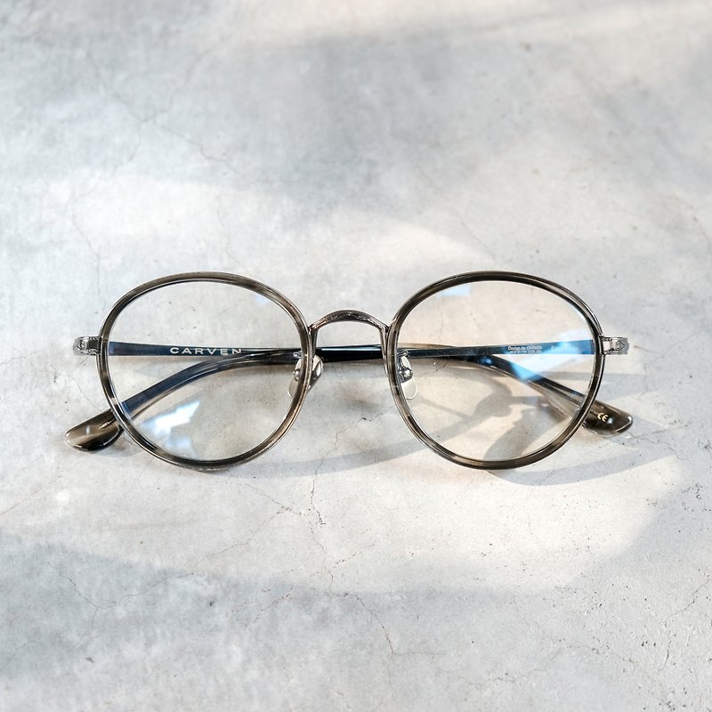 韓國復古小圓框 鈦金屬 義大利板材 夏天限量 眼鏡 鏡框 灰玳瑁 - 眼鏡/眼鏡框 - 其他金屬 