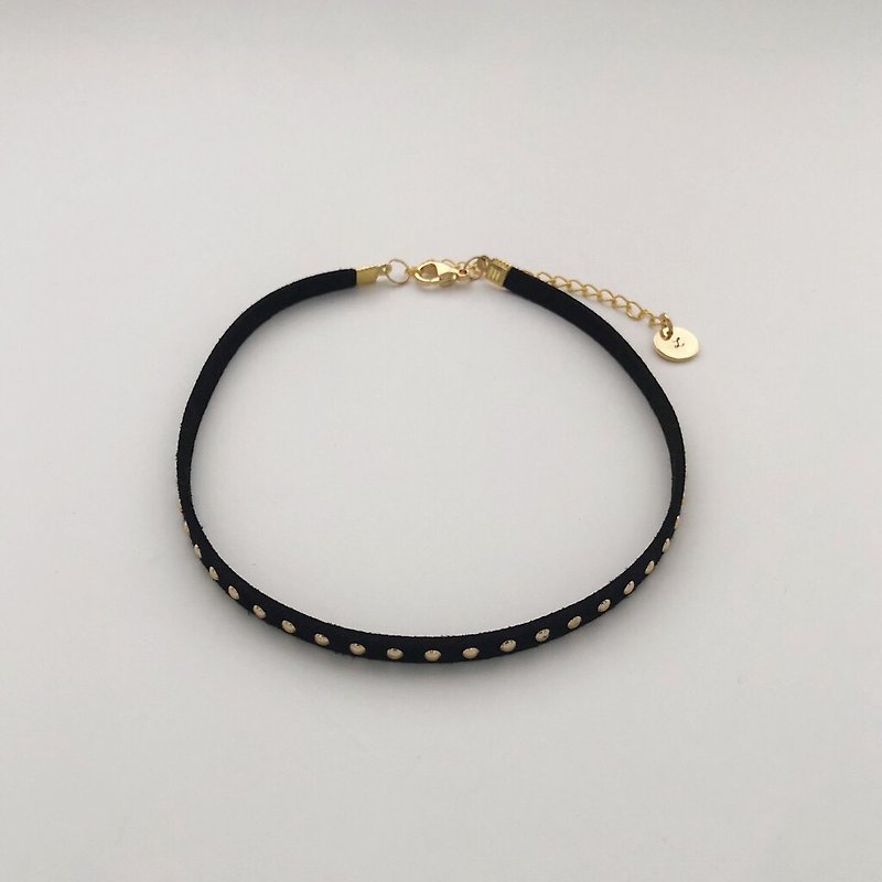 Golden Suede Necklace - Necklaces - Faux Leather Black