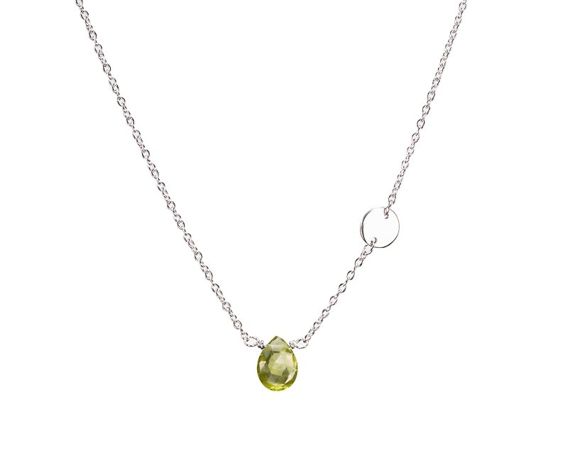 August Birthstone Necklace, Virgo Pendant, Leo Necklace, 925 Peridot Necklace - สร้อยคอทรง Collar - เงินแท้ สีเขียว
