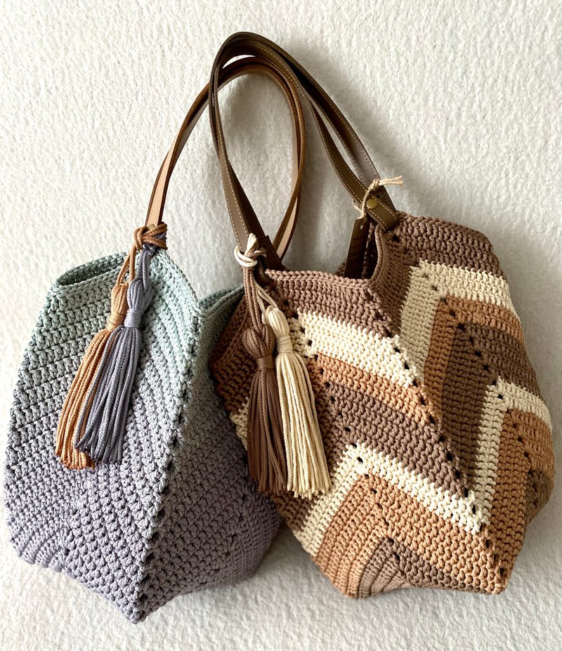Crochet Tote Bag, Granny Square  Crochet Bag, Reusable Grocery Bag - 手提包/手提袋 - 聚酯纖維 多色