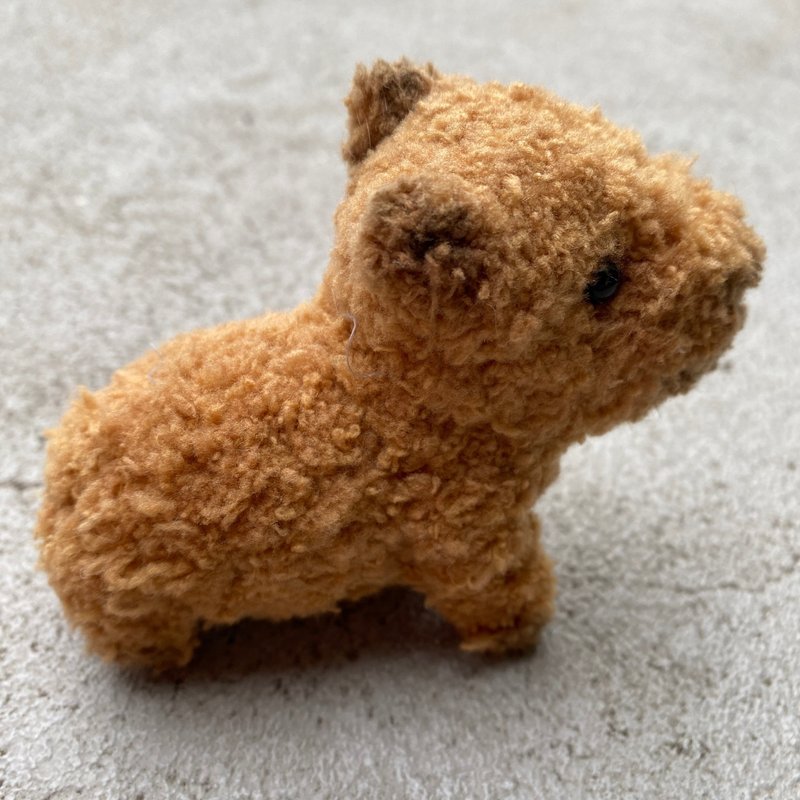 Capybara standing 8cm - hairy root twist stick handmade/dirty cute stray animal/doll doll woolen doll - Stuffed Dolls & Figurines - Other Man-Made Fibers Brown