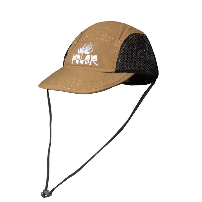 日本限定 POLER 2WAY DRAWCORD SURF CAP 防曬透氣五片帽 卡其色 - 帽子 - 其他材質 卡其色