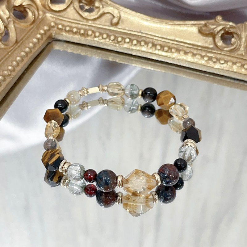 [Crystal Bracelet/Heart Peak] Citrine Yellow Tiger Eye Green Ghost Peter Stone Obsidian - Bracelets - Crystal 