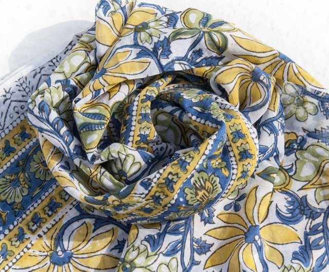 Pure Silk Block Print Scarf - buy Handmade