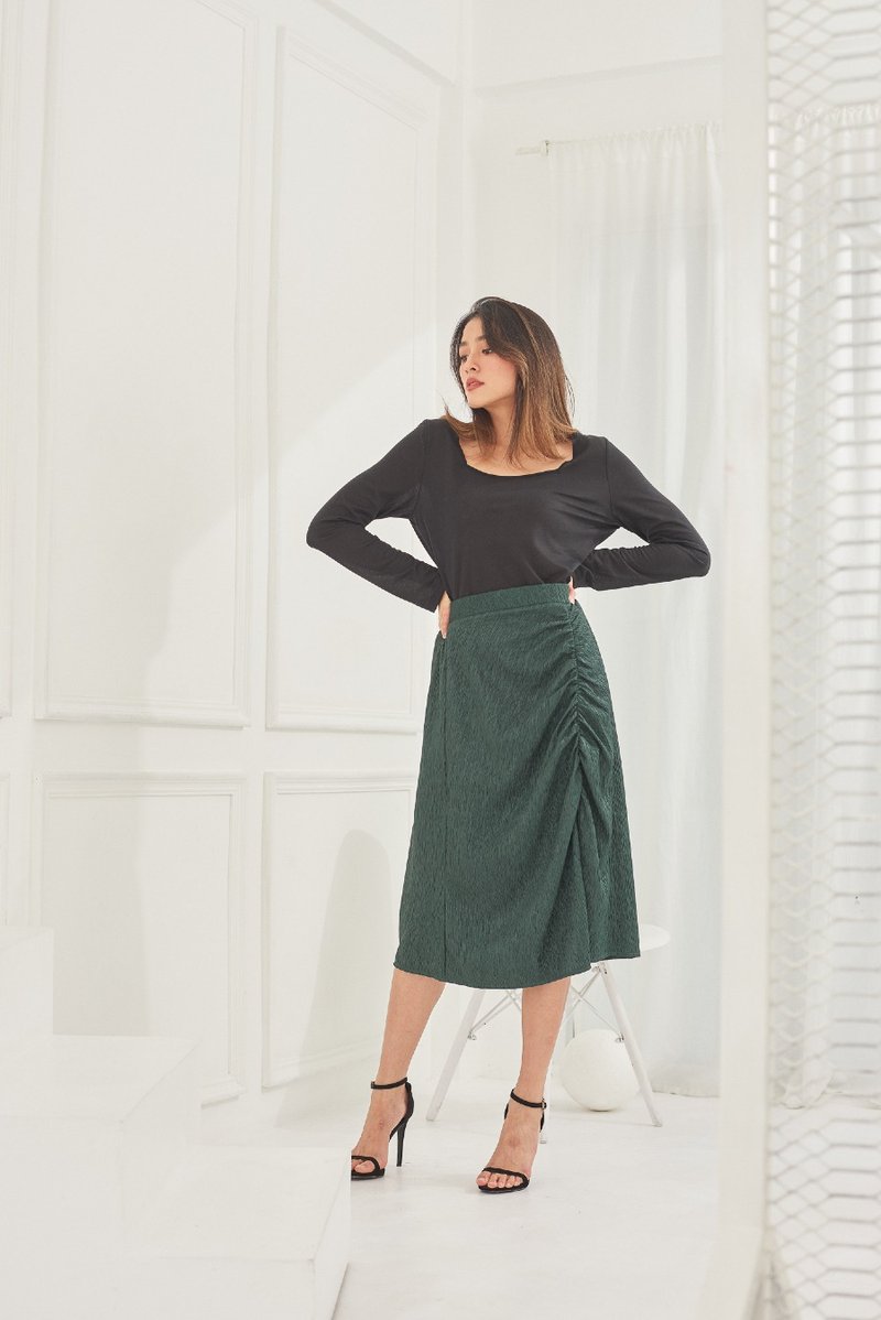 【Off-Season Sales】Ellie midi skirt (pine) - กระโปรง - เส้นใยสังเคราะห์ สีเขียว