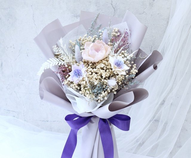 Fl120-03 Medium Dried Flower Bouquet-Romantic Purple - Shop