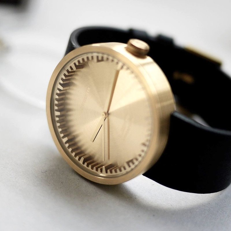 LEFF amsterdam |チューブノルディックインダストリアルギアデザインレザーウォッチ（42mm、<イエロー>ブラック帯） - 腕時計 - 革 