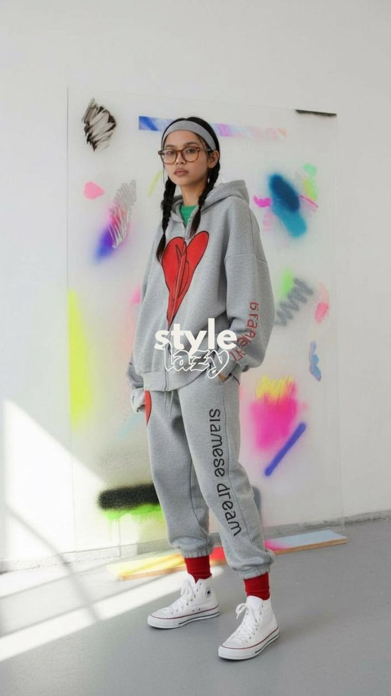 2025fw 心心灰色套裝 - 其他 - 其他材質 