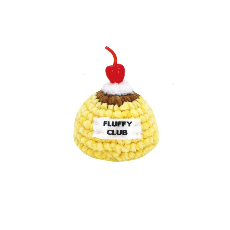 SWEET PUDIING KEYCHAIN (YELLOW CUSTARD CREAM) - 鑰匙圈/鑰匙包 - 繡線 黃色
