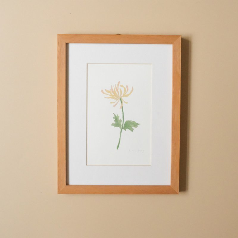 Botanical illustration-Chrysanthemum/hanging picture/solid wood table frame - โปสเตอร์ - กระดาษ 