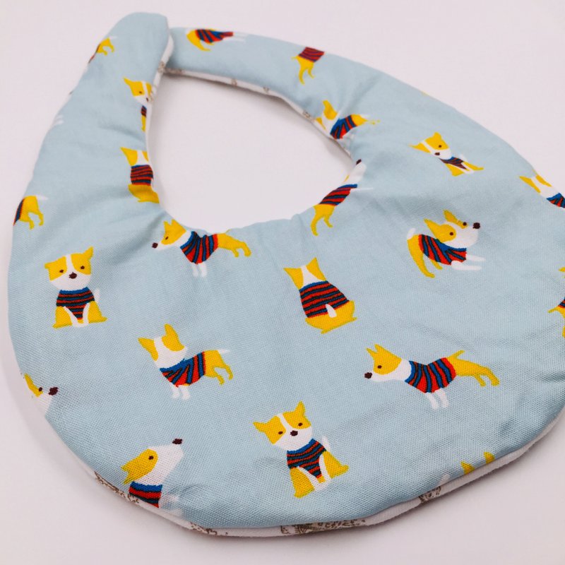 Cute Corgi bib double gauze saliva towel design full moon gift - Bibs - Cotton & Hemp Blue