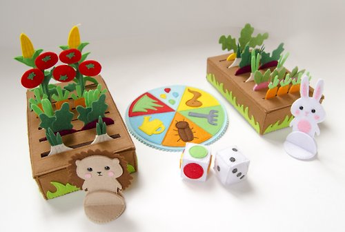 FeltKiddyToys Boardgame Save vegetable garden, eco toy