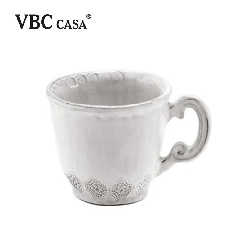 義大利VBC casa 純白蕾絲系列250ml馬克杯(8.4盎司/7.7cm) - 咖啡杯/馬克杯 - 陶 白色