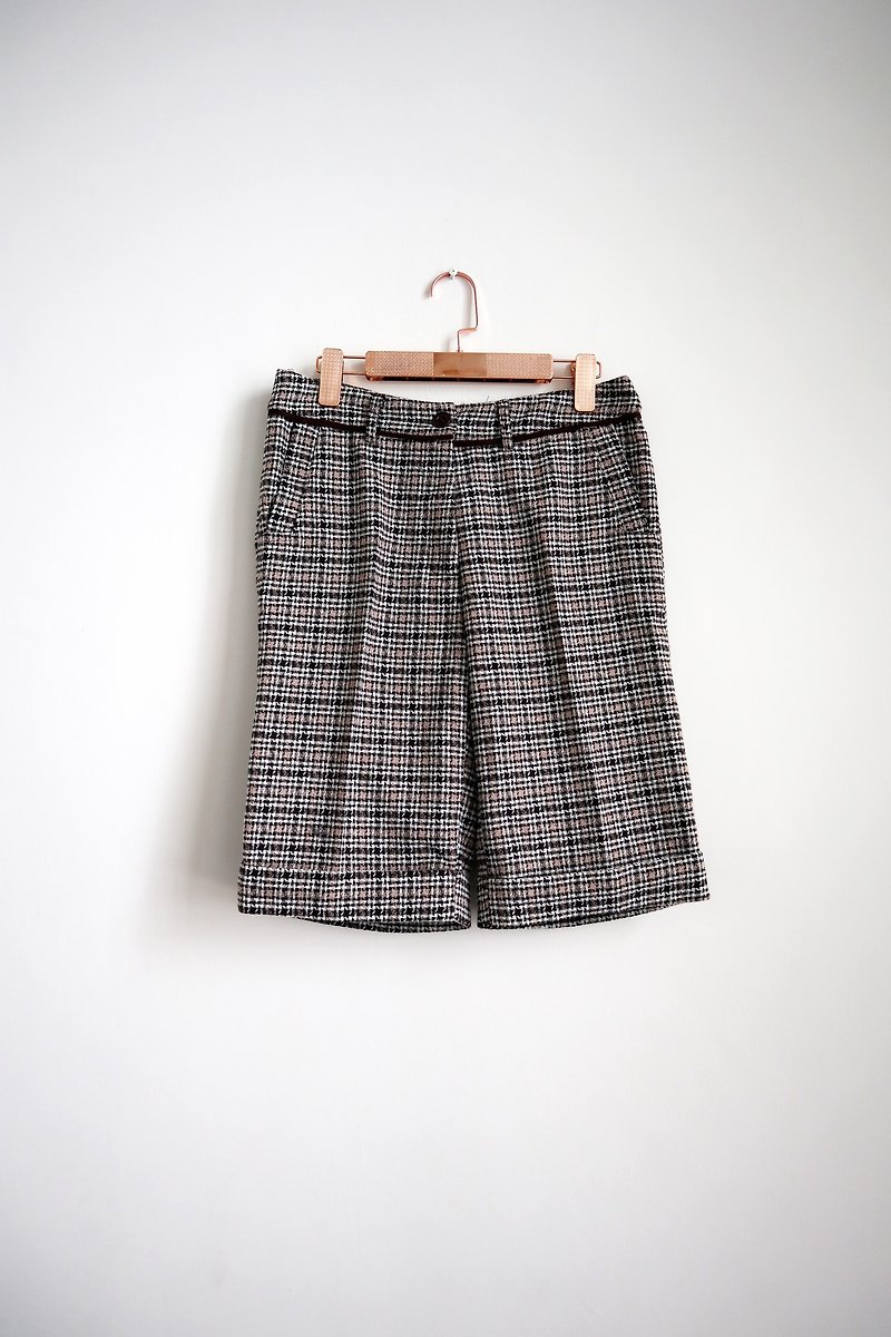 Pumpkin Vintage. Vintage wool plaid shorts - กางเกงขายาว - ขนแกะ 