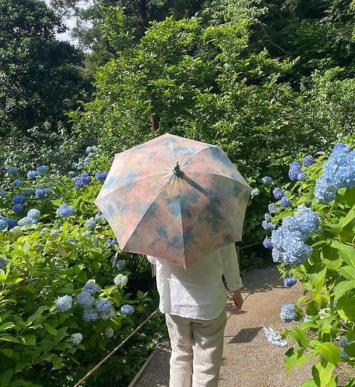 BLUE PHASE 日本製 Parasol 日傘 Optimista -A 藍染 泥染 カラフル 絞り染め mud dyed shibori 手染め