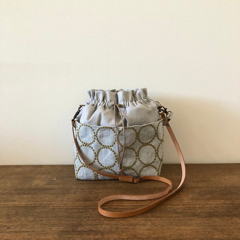 Drawstring bag Mina Perhonen Tambourine Handmade - Handbags & Totes - Cotton & Hemp Gray
