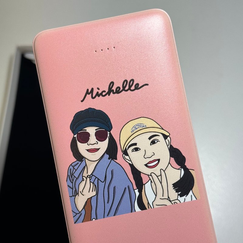 【客製化行充】臺灣認證、自帶雙線10000mAh行動電源 - 行動電源/充電線 - 其他材質 白色