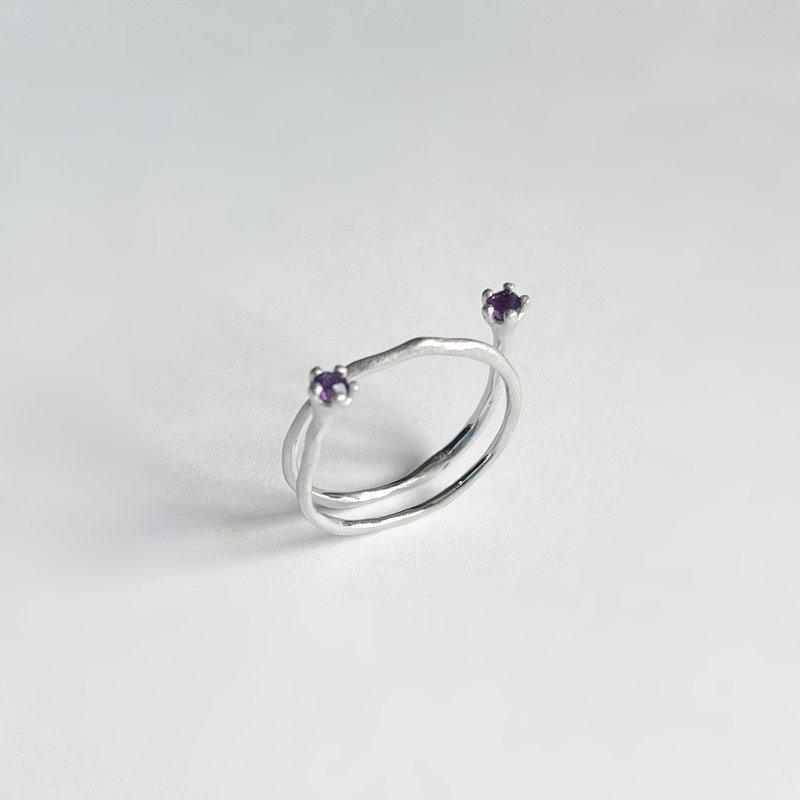 Mollis Ring (Amethyst) sand blast finishing - General Rings - Sterling Silver 