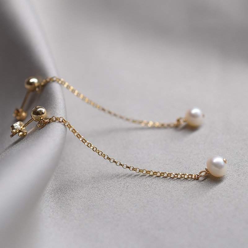 真珠のイヤリングVISHIオリジナルデザインの天然淡水アメリカ14kゴールドラインの気質の女性 - ピアス・イヤリング - その他の素材 