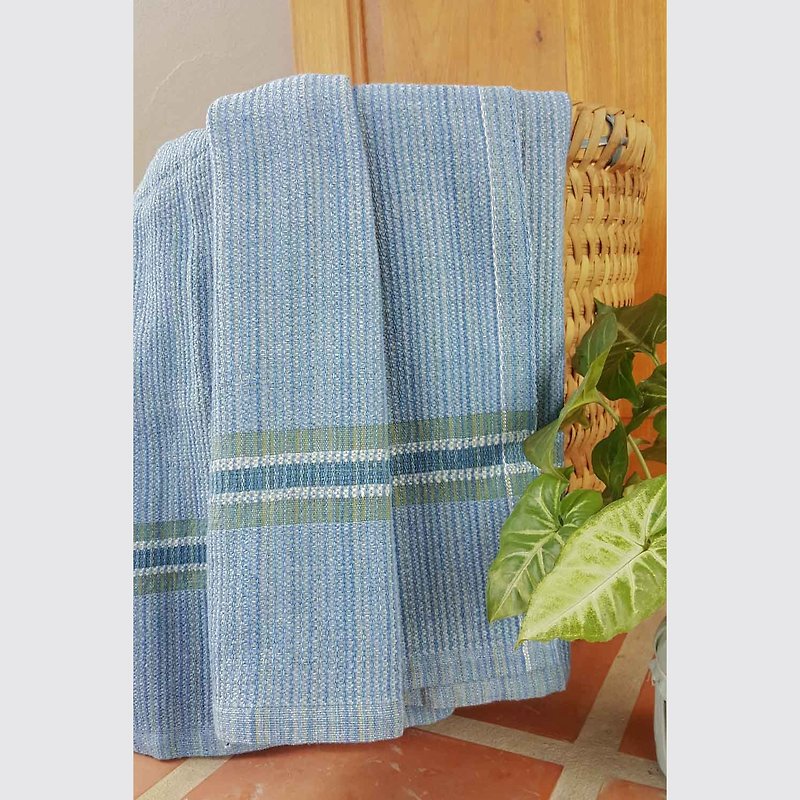 Hand Spun Cotton Bath Towel, Indigo, Blue - 毛巾/浴巾 - 棉．麻 藍色