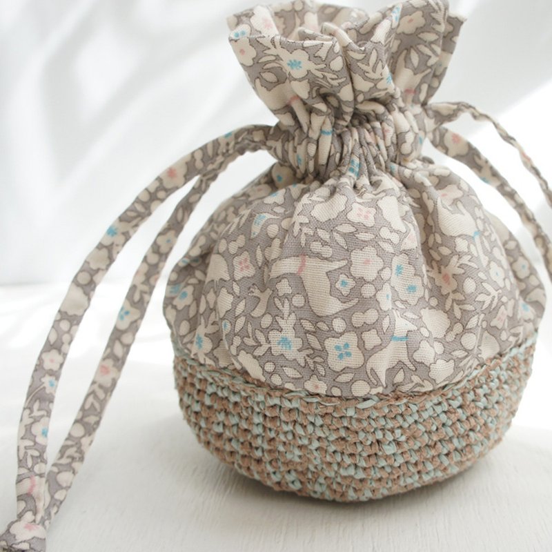 Ba-ba handmade mini drawstring bag  No.K28 - 化妝包/收納袋 - 其他材質 灰色