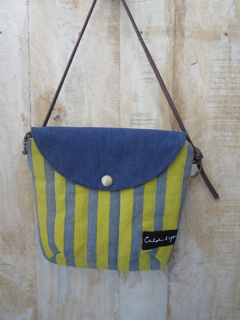 [Take a walk] side of the backpack (yellow stripes) - Messenger Bags & Sling Bags - Cotton & Hemp 