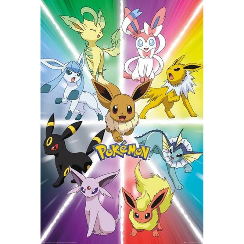 【寶可夢】伊布 EEVEE/POKEMON 九彩昇華齊聚頂 - 進口海報 - 海報/掛畫/掛布 - 其他材質 多色
