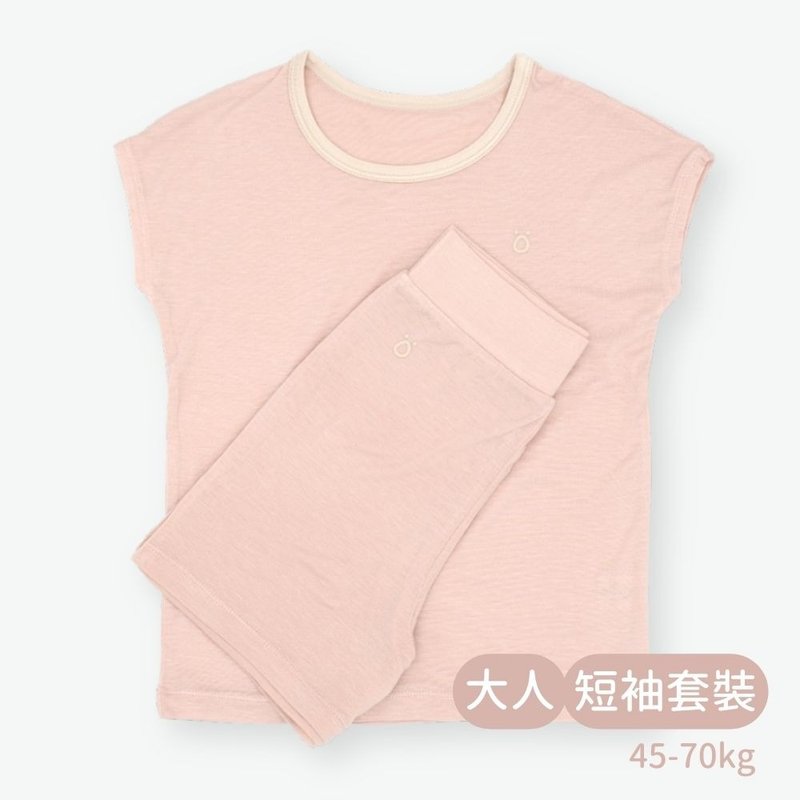 minihope輕柔感短袖套裝(大人)-粉色 - 睡衣/居家服 - 棉．麻 粉紅色