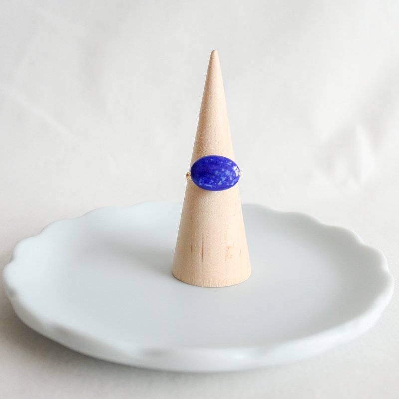 Lapis Lazuli – Small Grain – Gold Ring – Natural Stone Ri - 戒指 - 其他金屬 藍色