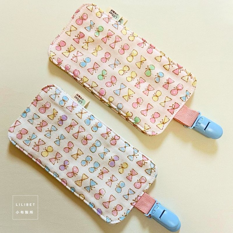 Handkerchief with Attached Clip - ผ้าเช็ดหน้า - ผ้าฝ้าย/ผ้าลินิน สึชมพู