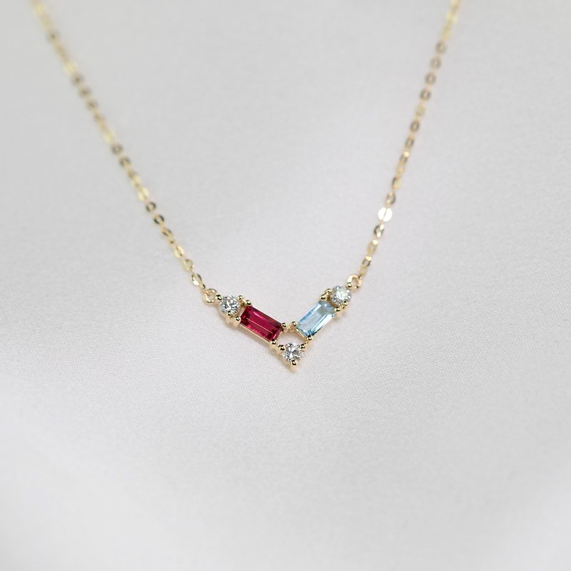 18k Yellow Gold Coloured Tourmaline and Diamond Pendant Necklace - P021 - Necklaces - Gemstone Gold