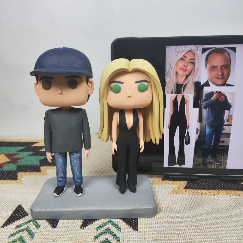 客製化3D人像公仔 訂製手工Funko Pop情侶父母夫妻結婚週年禮物 - 公仔/玩偶 - 黏土 多色