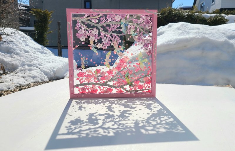 【桜散歩32cm】原画一点のみ　透明アート　影絵　インテリア　蝶々　かわいい　子供部屋 - 壁貼/牆壁裝飾 - 壓克力 灰色