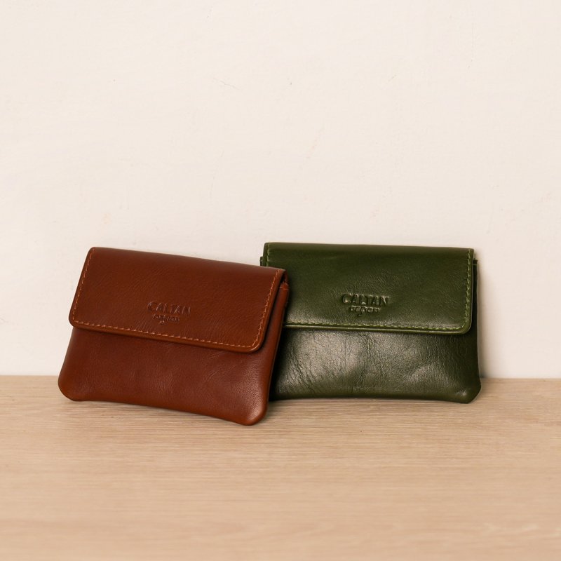 [24hr fast shipping] Simple button coin purse-075206 four colors - กระเป๋าใส่เหรียญ - หนังแท้ สีนำ้ตาล